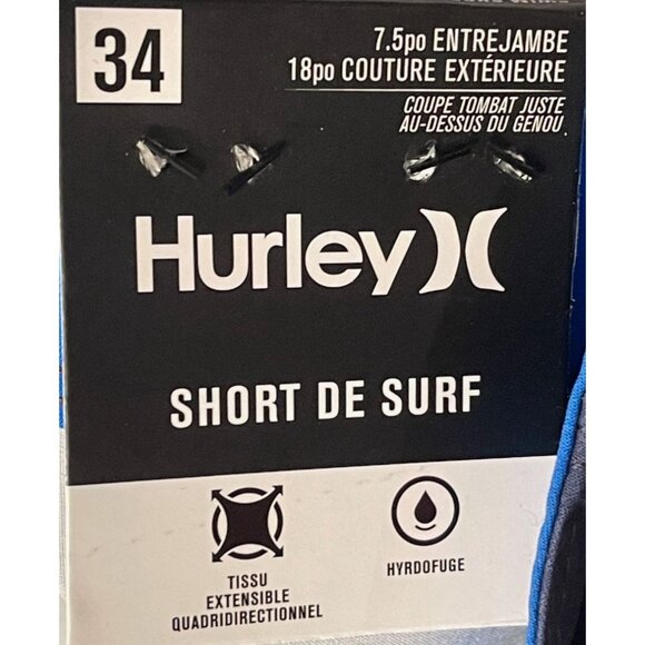 Hurley Boardshorts 34 Navy Blue 4-Way Stretch Water Repellent Swim Trunks With B - Picture 8 of 8